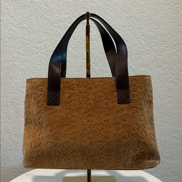 Celine Suede Leather Macadam Handbag Top Handle - Picture 1 of 14